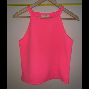 NWT Olivia Rae fluorescent pink Crop Top